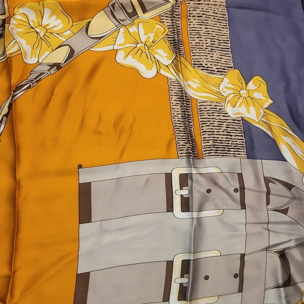 Equestrian Themed Silk Square Scarf - Picture 2 of 7